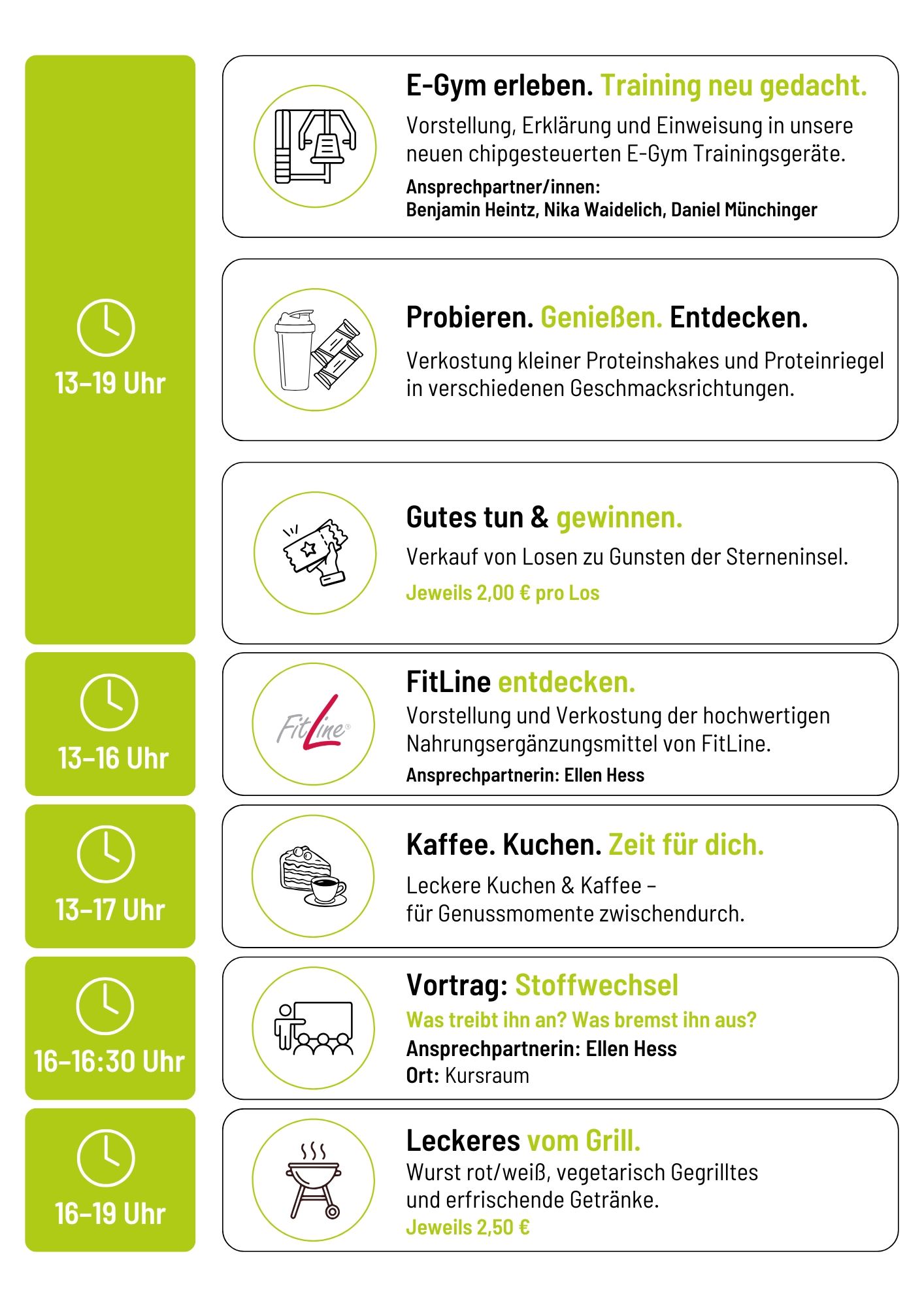 Programm des Sommerfests der Fitness Factory Pforzheim